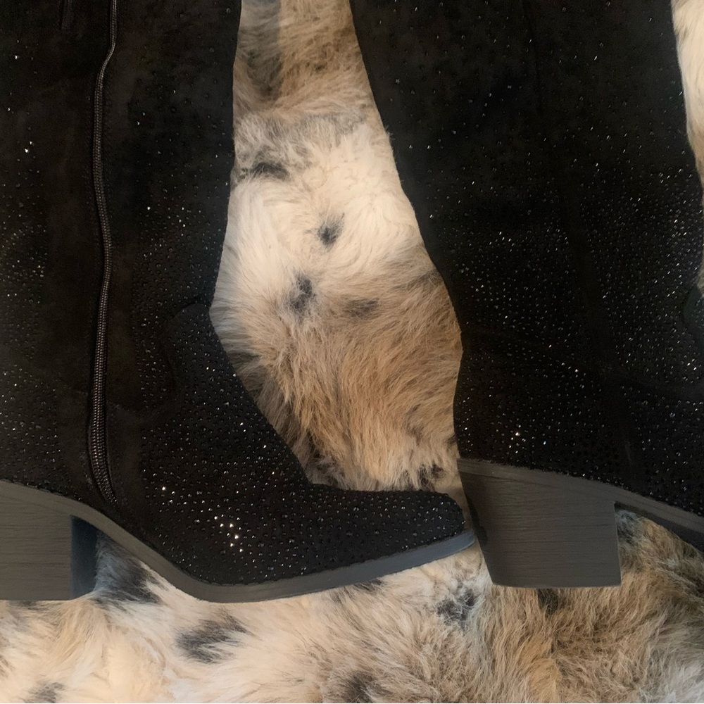 Pierre Dumas Black Rhinestone Western Pull-on Heeled Boots - Picture 10 of 13